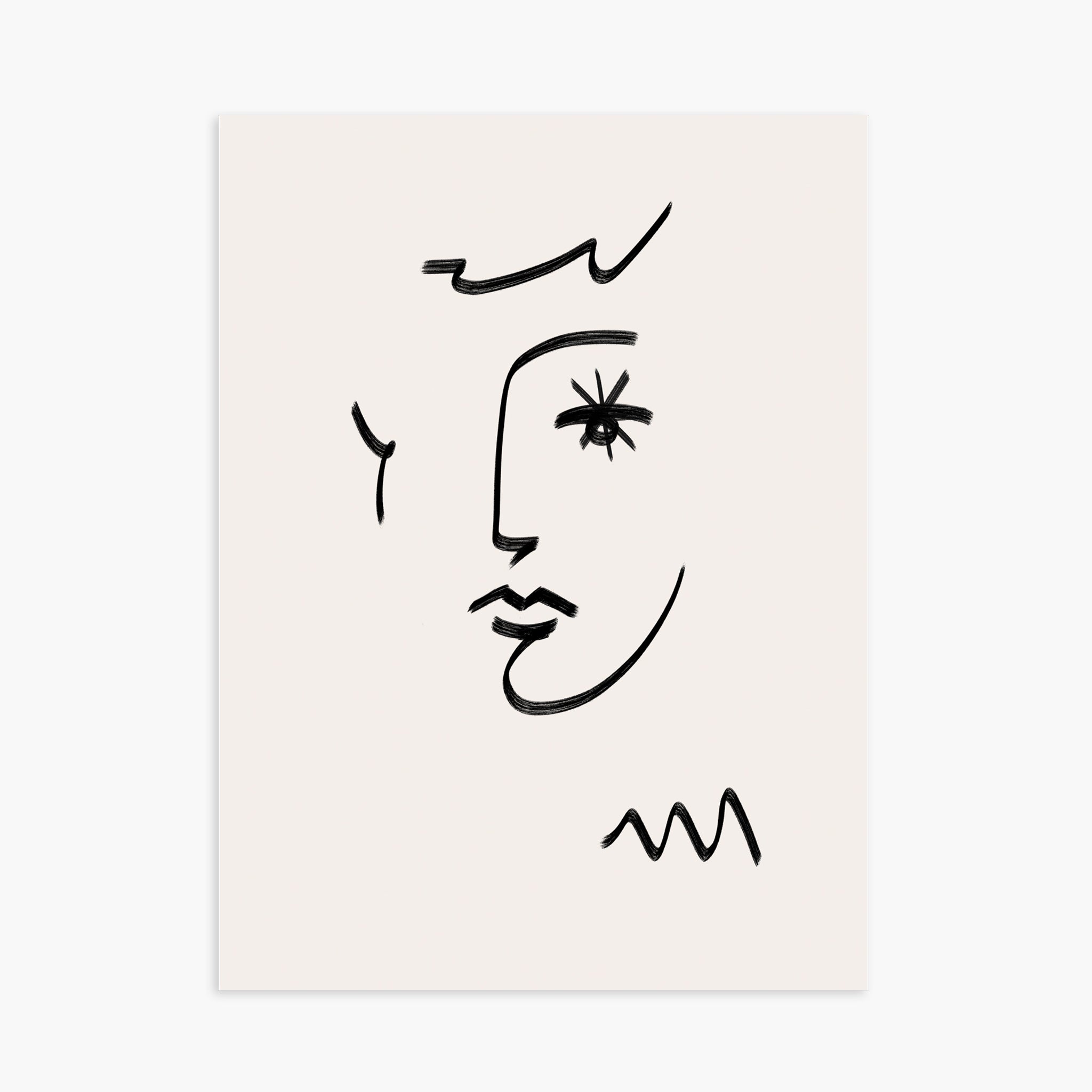 LINE ART - VISAGE AU REGARD EN ÉTOILE