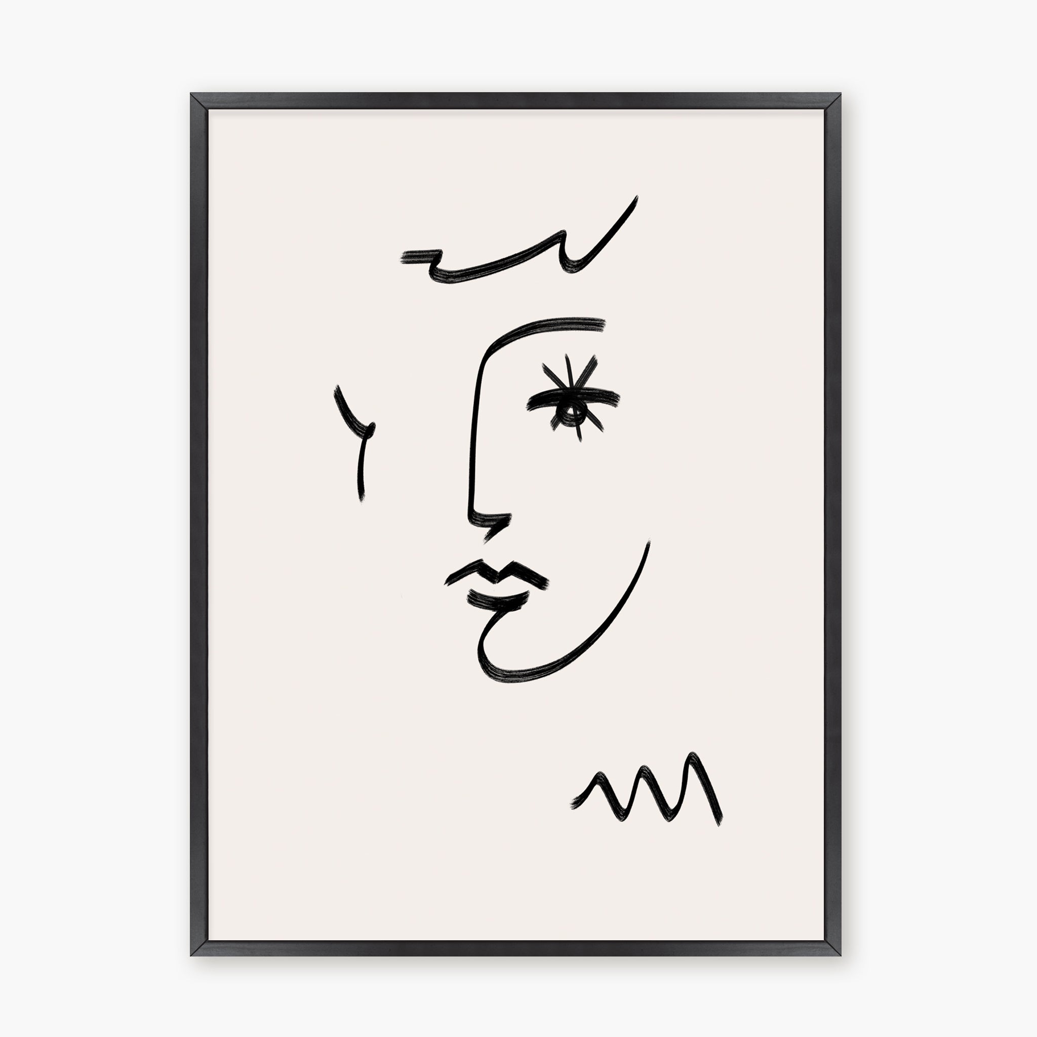LINE ART - VISAGE AU REGARD EN ÉTOILE