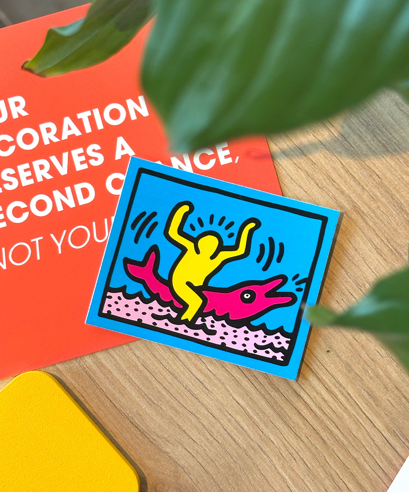 STICKER - DOLPHIN RIDER (BY KEITH HARING)
