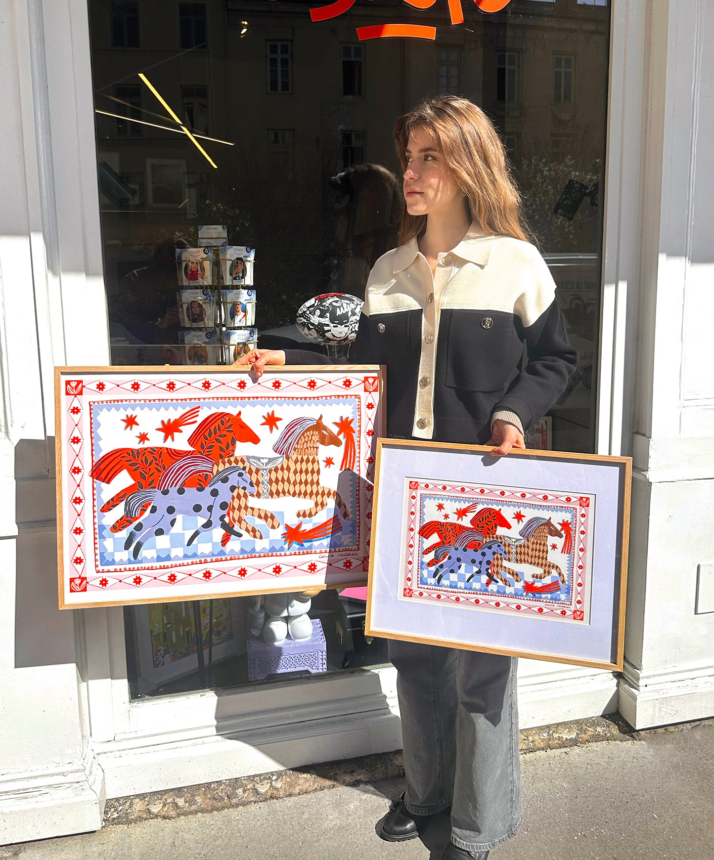 FOLK HORSES RUNNING - ENCADRÉE 40X50CM