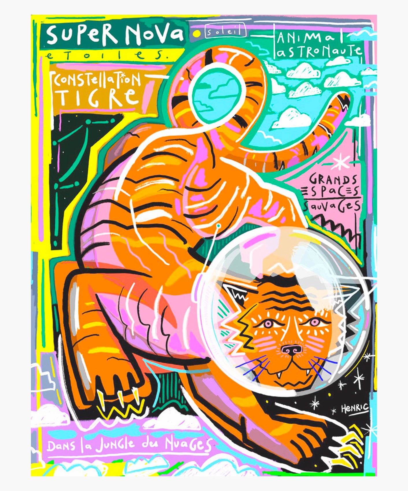 TIGRE SUPERNOVA - ENCADRÉE 40X50CM