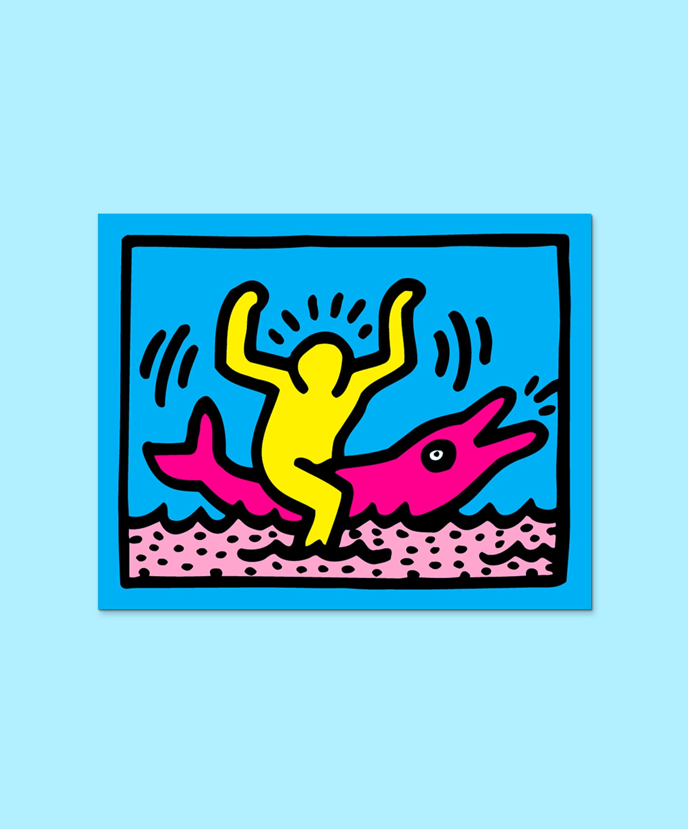 STICKER - DOLPHIN RIDER (BY KEITH HARING)