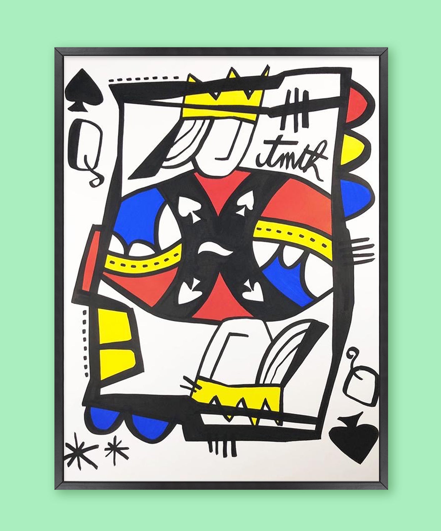 REINE DE PIQUE - ENCADRÉE 50X70CM